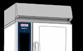 3D-изображение пароконвектомата с вытяжным зонтом сверху корпуса и панелью управления с дисплеем на дверце.